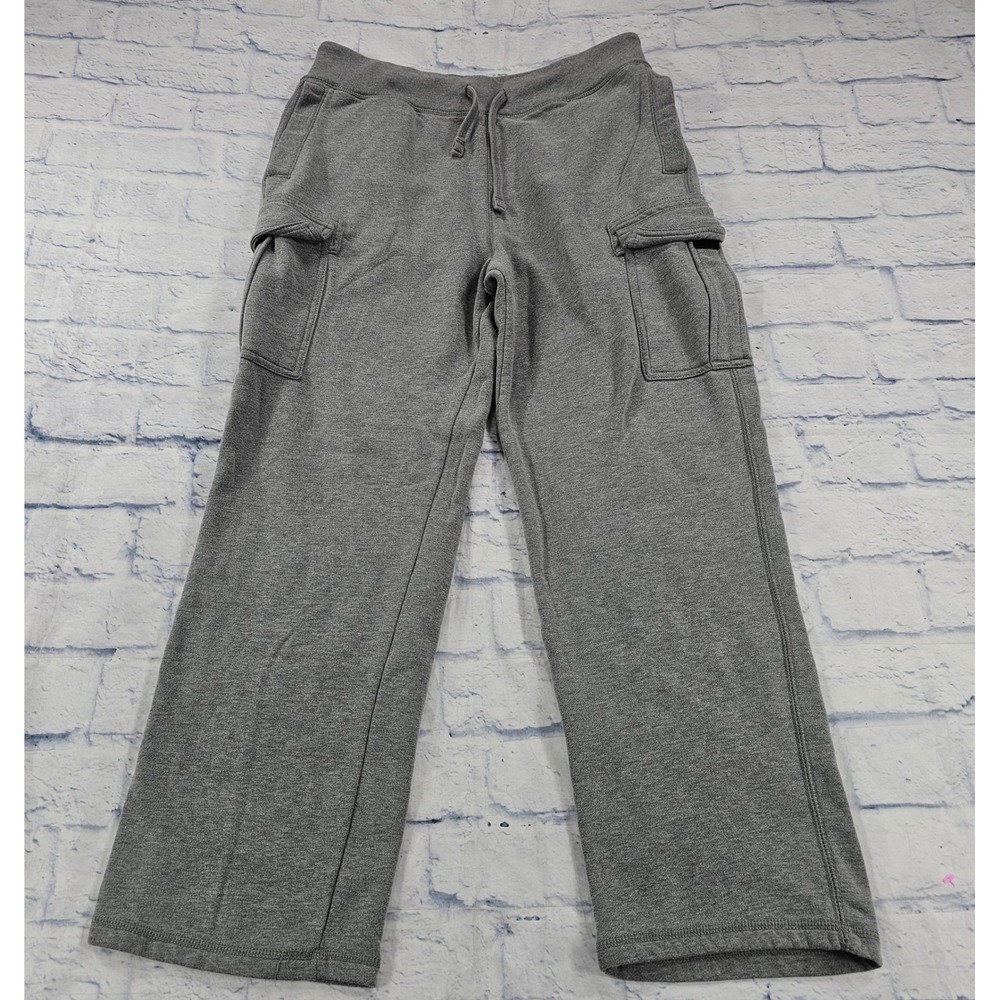 Old Navy Cargo Sweatpants Mens Medium Grey Fleece Heathered Straight Leg Lounge